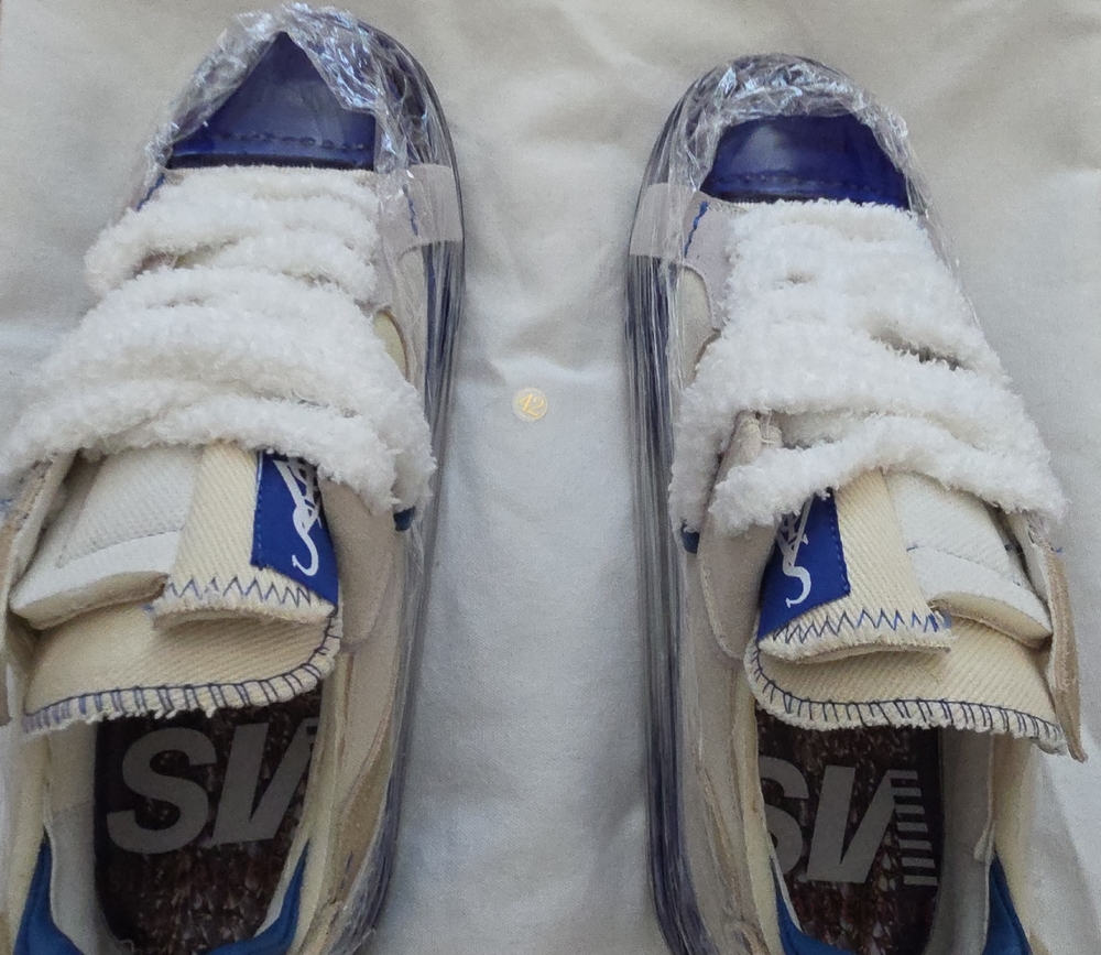 Men's Beige and Blue Sneakers